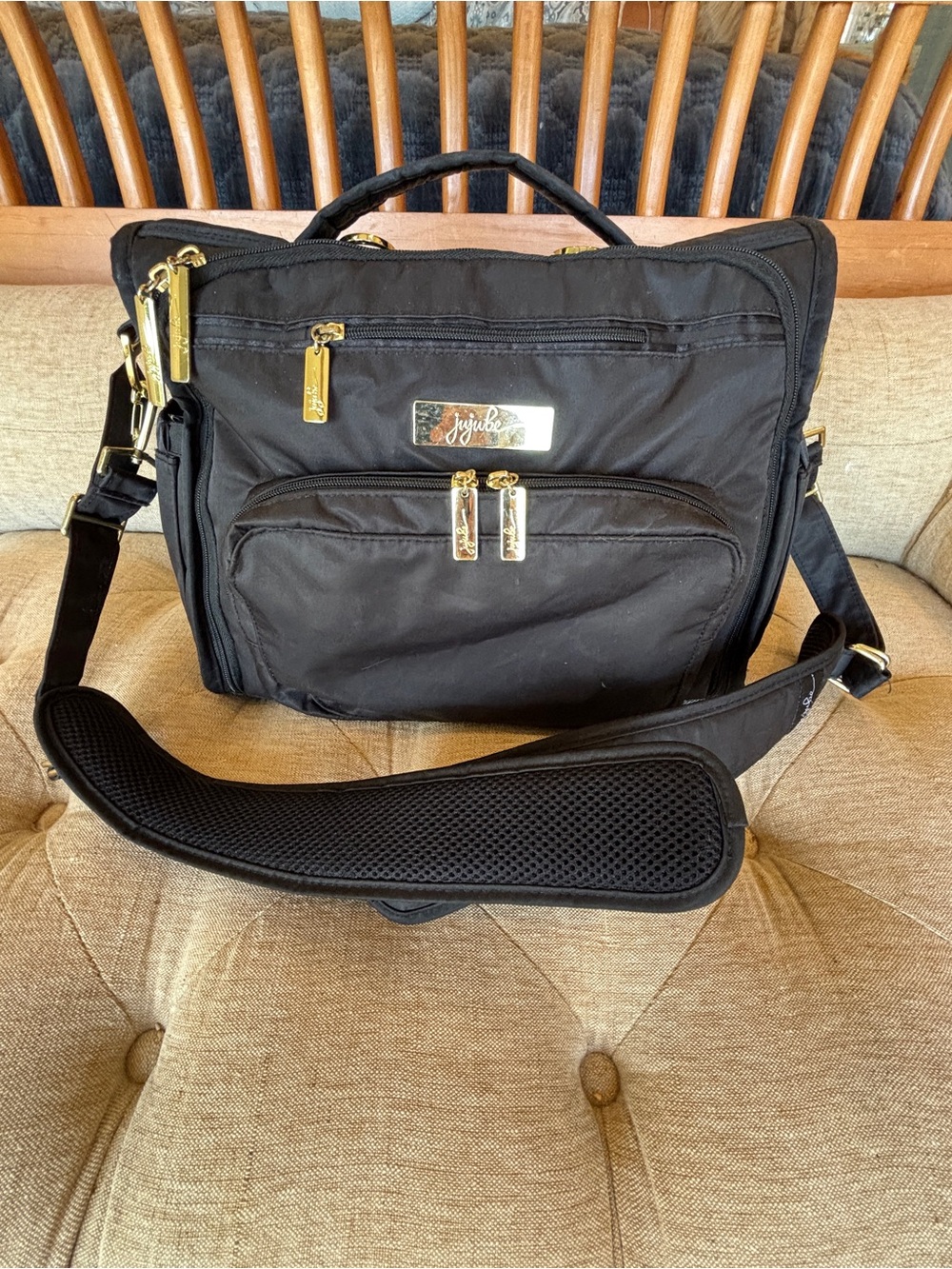 Ju-Ju-Be Black Diaper Bag with Gold Hardware Legacy Monarch